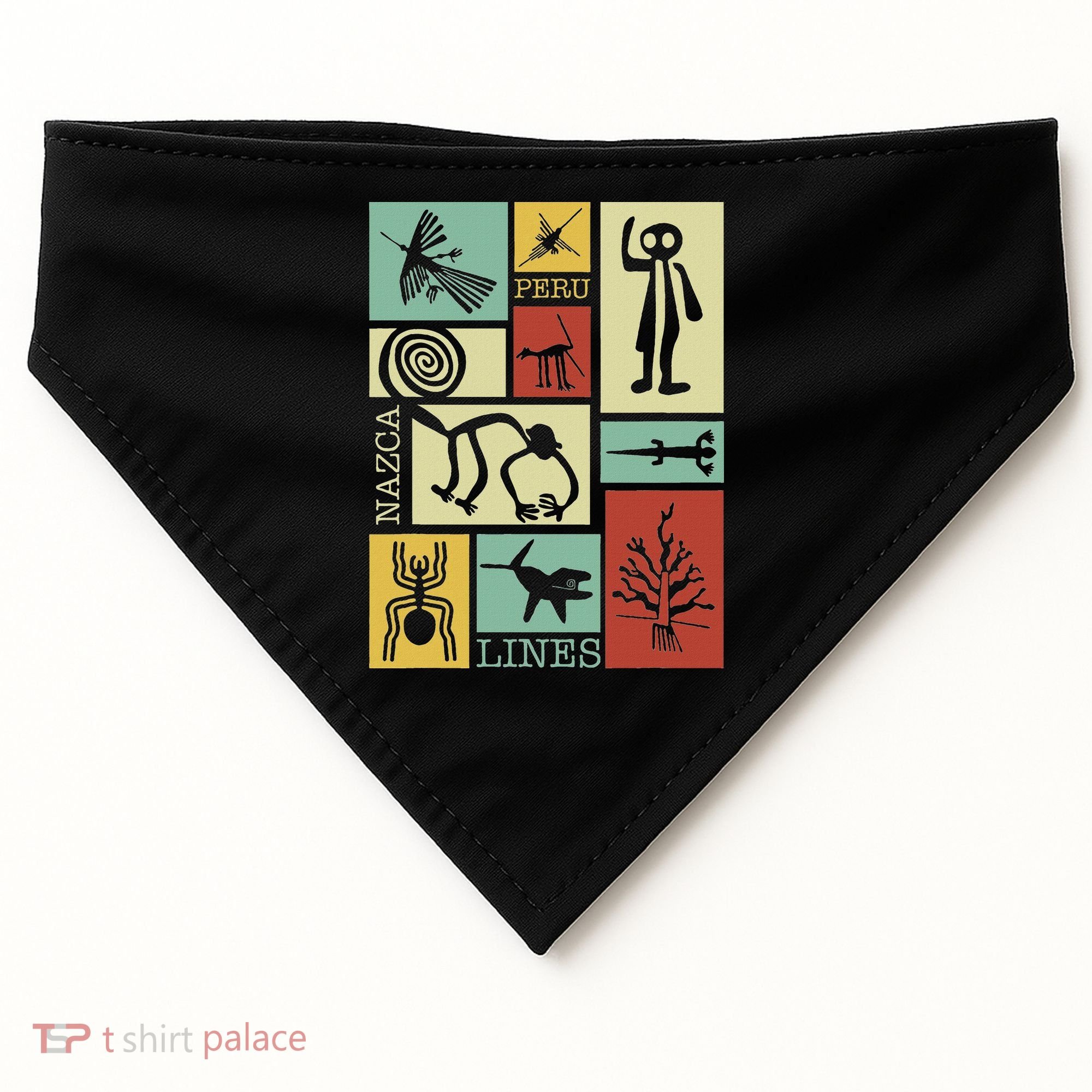 Nazca Lines Peru Geoglyphs Retro Box Artworks USA-Made Doggie Bandana