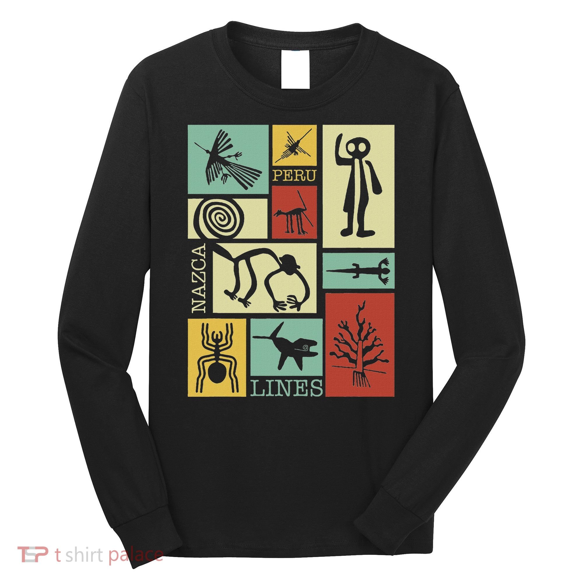 Nazca Lines Peru Geoglyphs Retro Box Artworks Long Sleeve Shirt