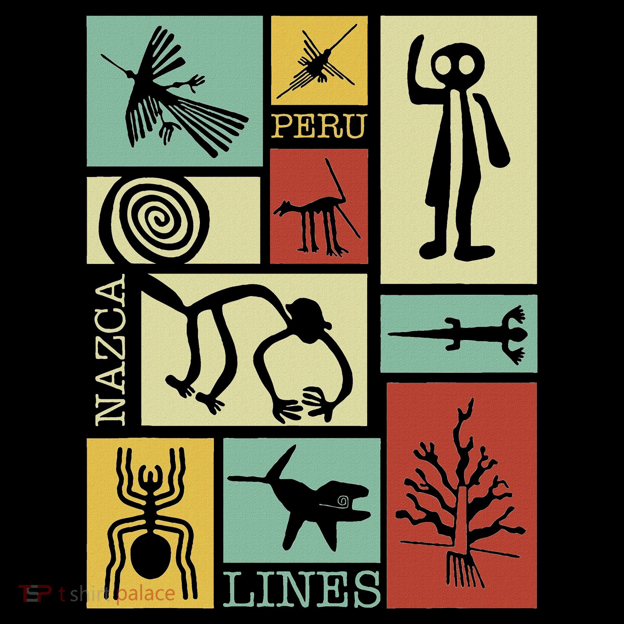 Nazca Lines Peru Geoglyphs Retro Box Artworks T-Shirt