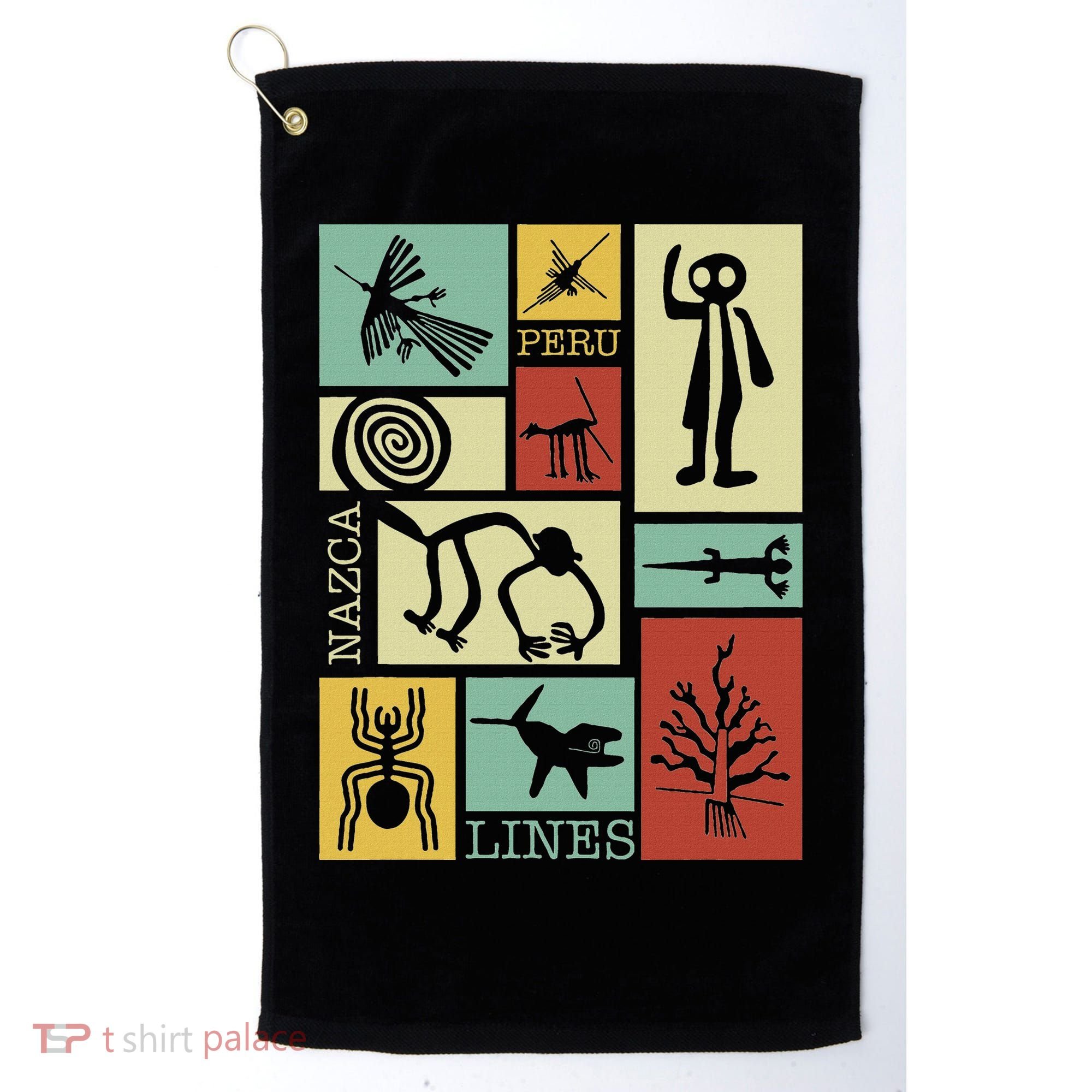 Nazca Lines Peru Geoglyphs Retro Box Artworks Golf Towel