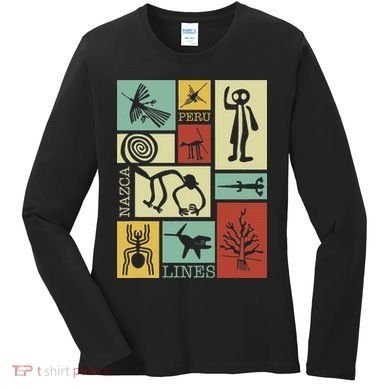 Nazca Lines Peru Geoglyphs Retro Box Artworks Women's Long Sleeve Shirt