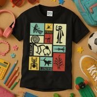 Nazca Lines Peru Geoglyphs Retro Box Artworks Kids T-Shirt thumb 3