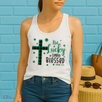Not Lucky Simply Blessed St Patrick's Day Christianity Women's Tank Top thumb 2