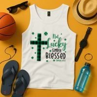 Not Lucky Simply Blessed St Patrick's Day Christianity Tank Top thumb 4