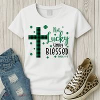 Not Lucky Simply Blessed St Patrick's Day Christianity Women's T-Shirt thumb 3