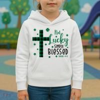 Not Lucky Simply Blessed St Patrick's Day Christianity Kids Hoodie thumb 3