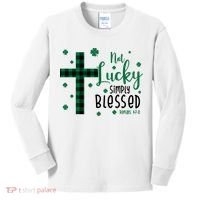 Not Lucky Simply Blessed St Patrick's Day Christianity Kids Long Sleeve Shirt thumb 0