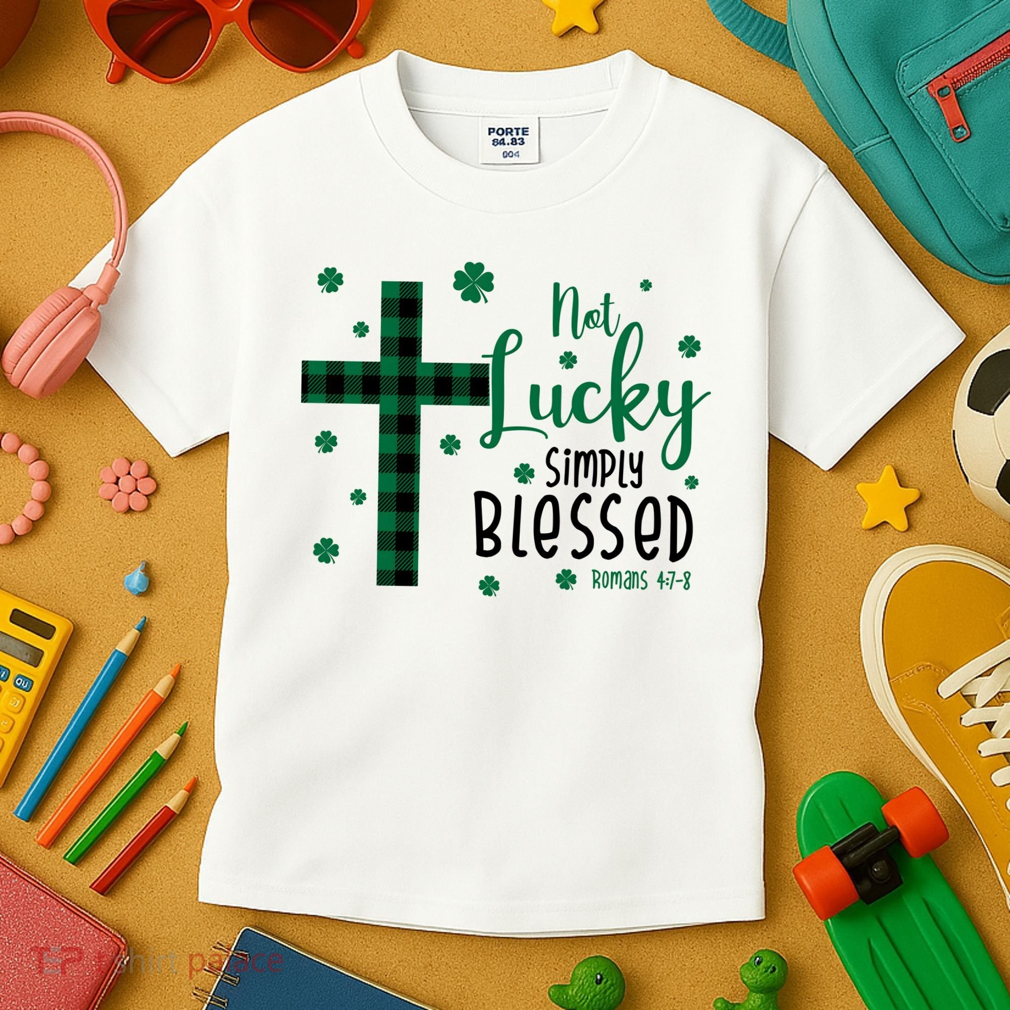 Not Lucky Simply Blessed St Patrick's Day Christianity Kids T-Shirt