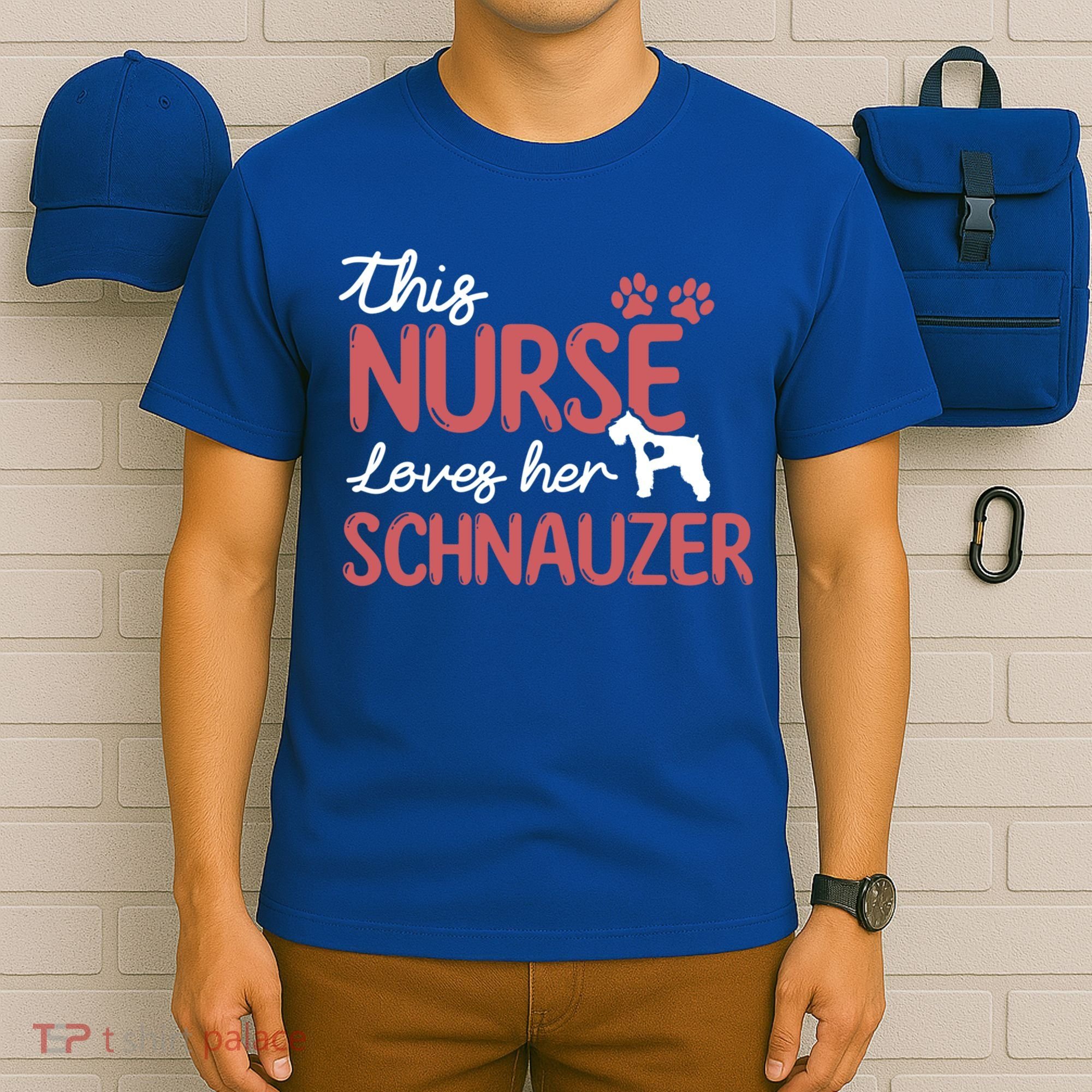 Nurse Loves Schnauzer Dog Lovers Funny Gift For Mom Nurse Gift T-Shirt