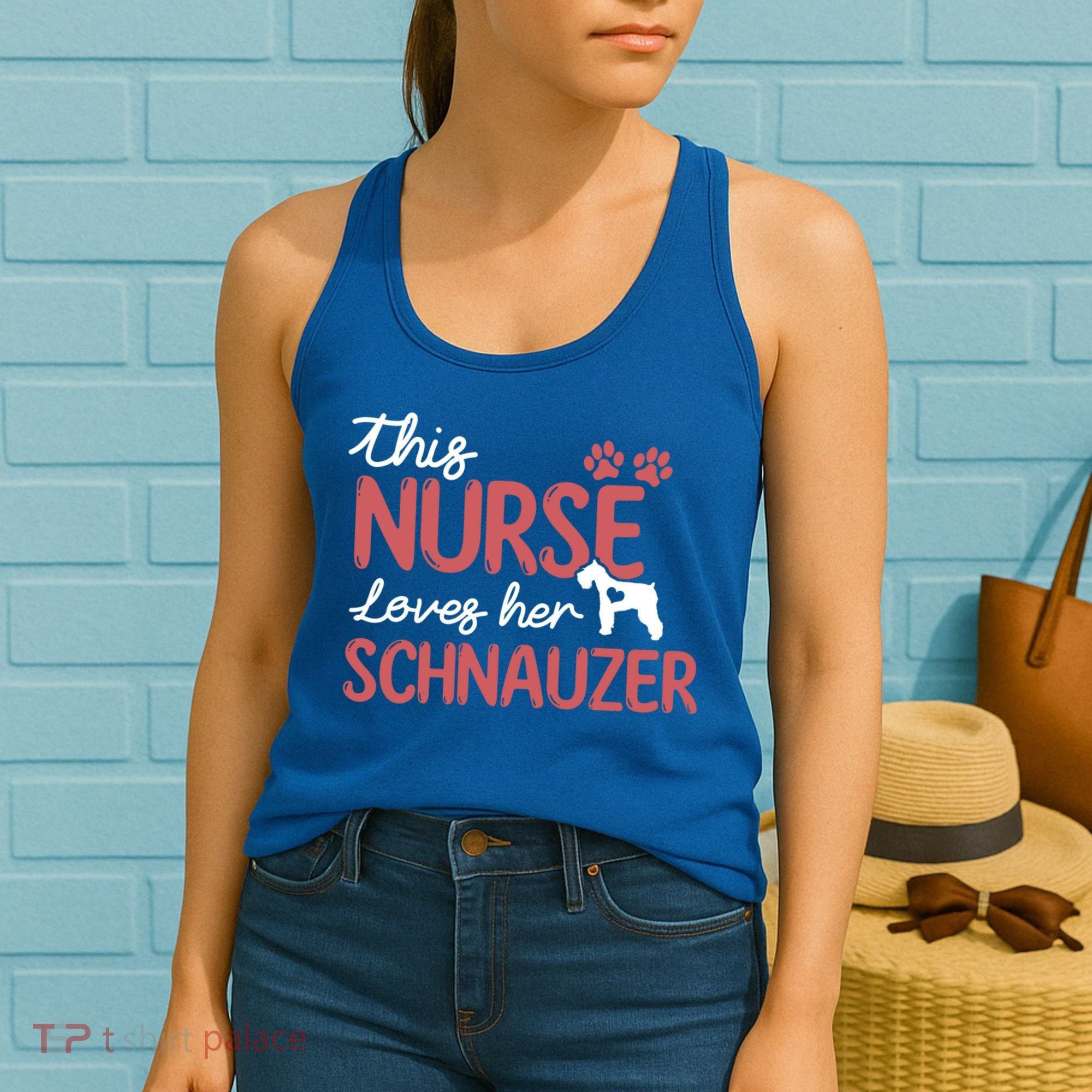 Nurse Loves Schnauzer Dog Lovers Funny Gift For Mom Nurse Gift Women's Tank Top