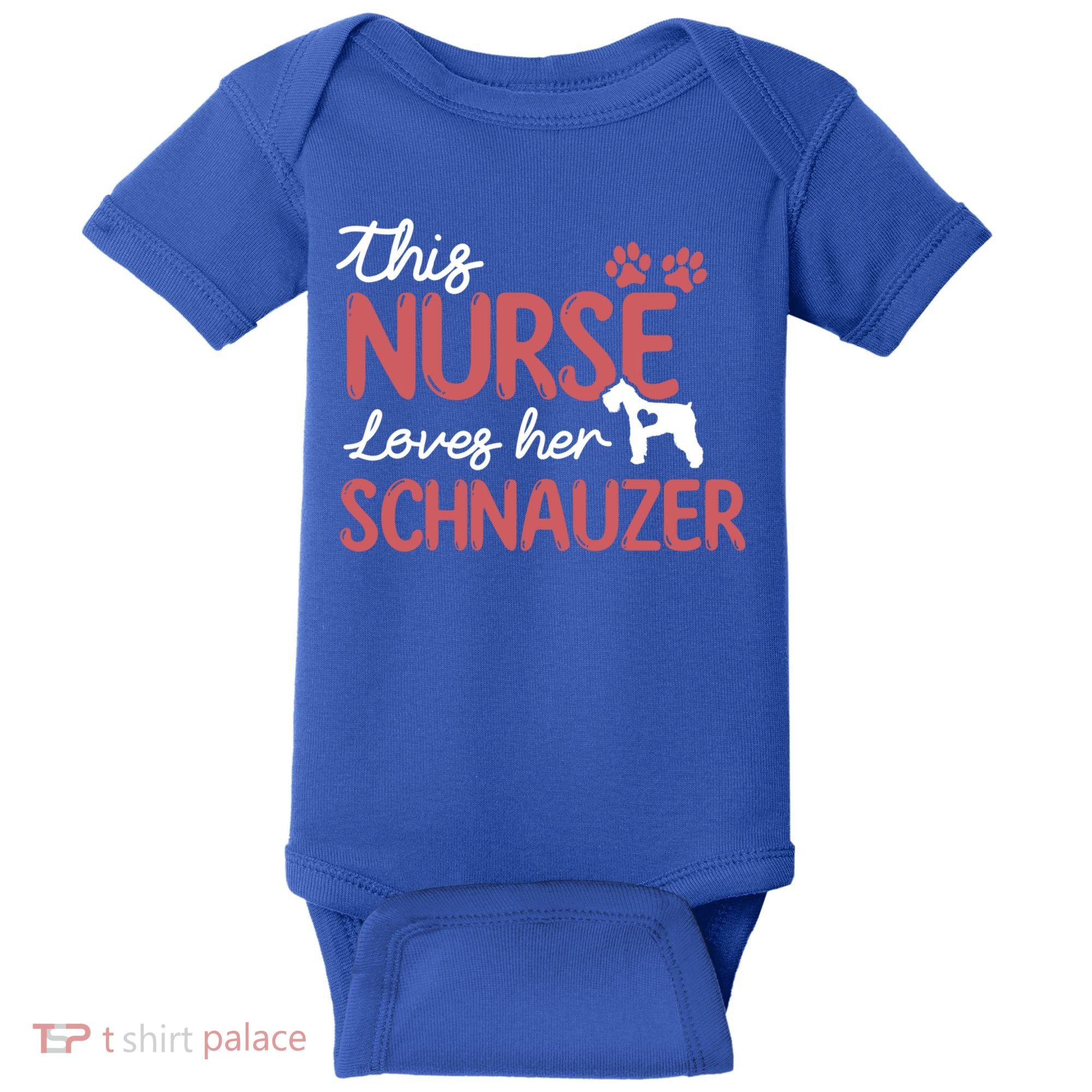 Nurse Loves Schnauzer Dog Lovers Funny Gift For Mom Nurse Gift Baby Bodysuit