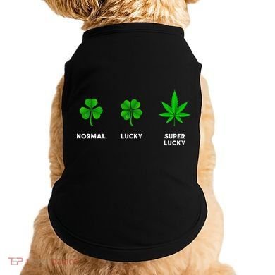 Normal Lucky Super Lucky Shamrock Weed Leaf St. Patricks Day Doggie Tank