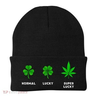 Normal Lucky Super Lucky Shamrock Weed Leaf St. Patricks Day Beanie