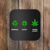 Normal Lucky Super Lucky Shamrock Weed Leaf St. Patricks Day Coaster thumb 0