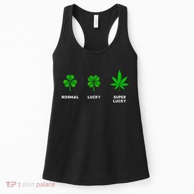 Normal Lucky Super Lucky Shamrock Weed Leaf St. Patricks Day Women's Tank Top