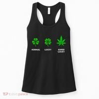 Normal Lucky Super Lucky Shamrock Weed Leaf St. Patricks Day Women's Tank Top thumb 0
