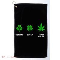 Normal Lucky Super Lucky Shamrock Weed Leaf St. Patricks Day Golf Towel thumb 0