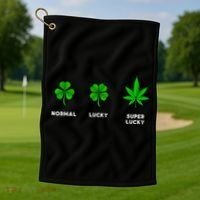Normal Lucky Super Lucky Shamrock Weed Leaf St. Patricks Day Golf Towel thumb 1