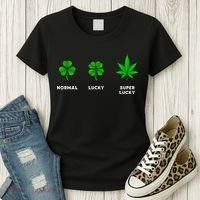 Normal Lucky Super Lucky Shamrock Weed Leaf St. Patricks Day Women's T-Shirt thumb 3