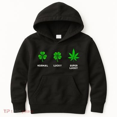 Normal Lucky Super Lucky Shamrock Weed Leaf St. Patricks Day Kids Hoodie