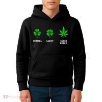 Normal Lucky Super Lucky Shamrock Weed Leaf St. Patricks Day Kids Hoodie thumb 4