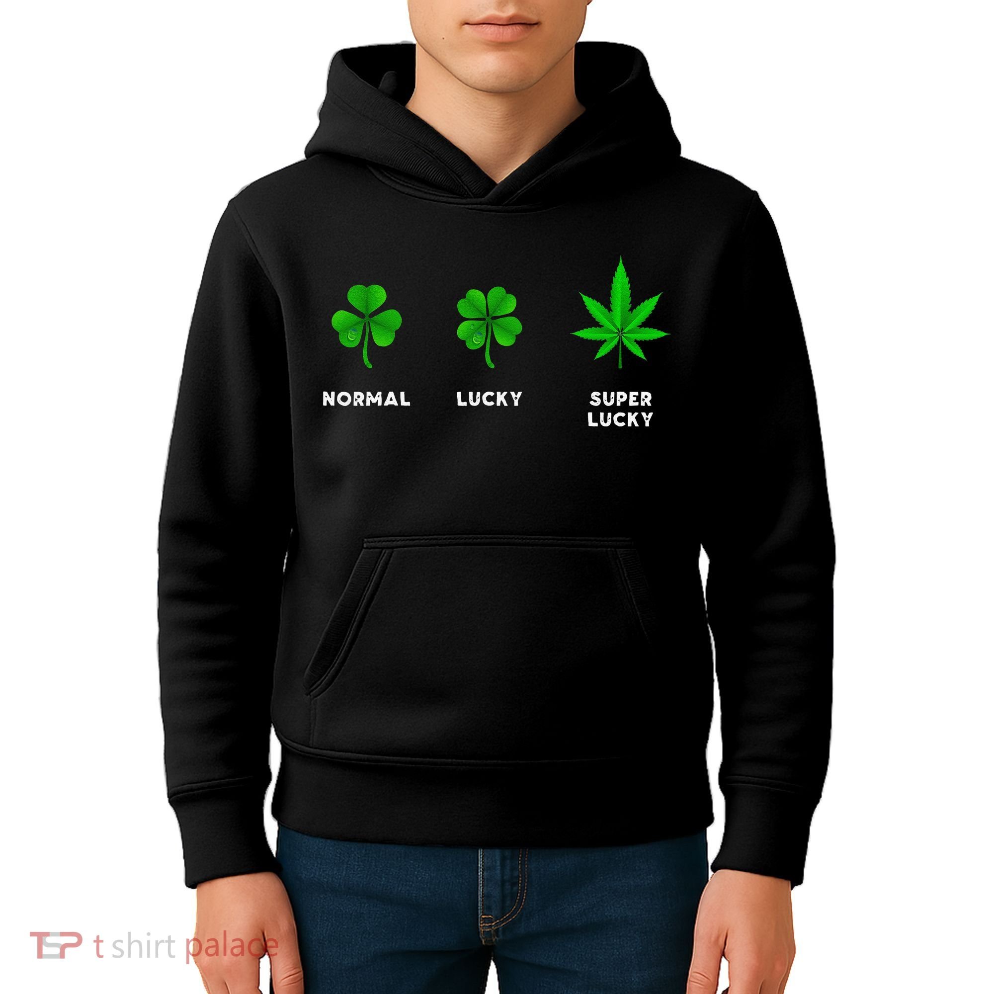 Normal Lucky Super Lucky Shamrock Weed Leaf St. Patricks Day Kids Hoodie