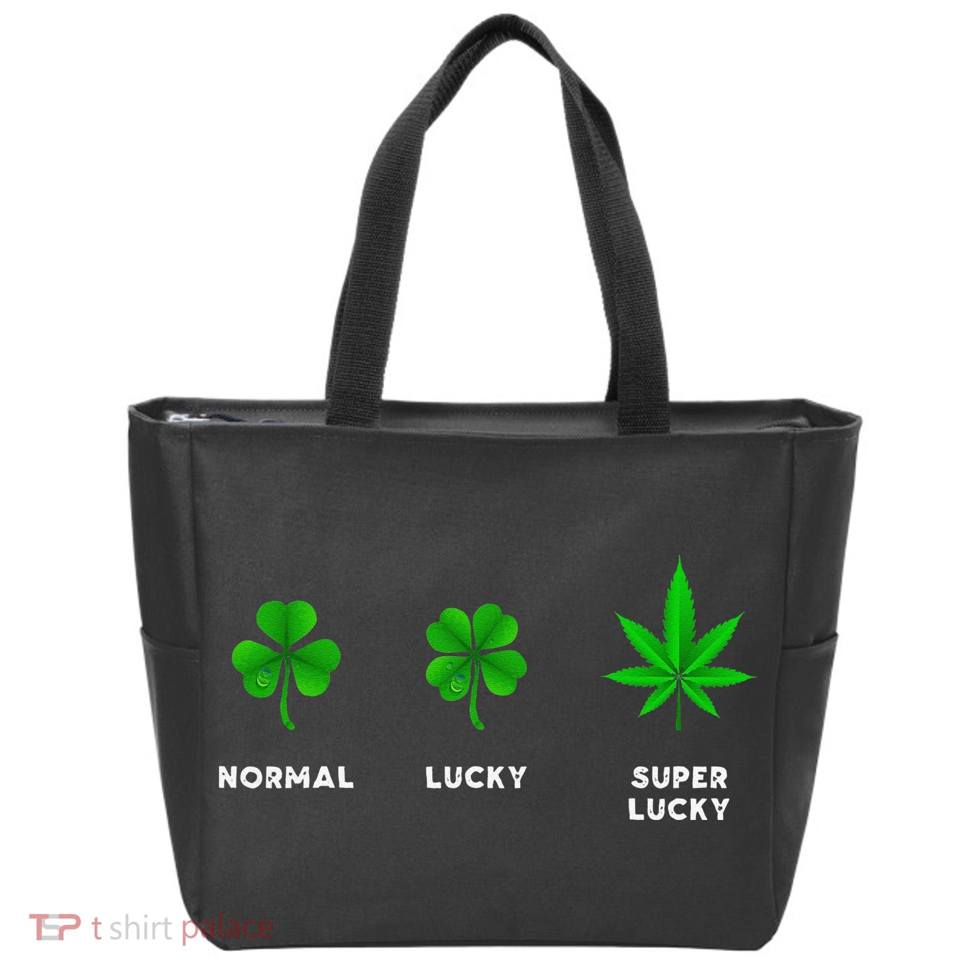 Normal Lucky Super Lucky Shamrock Weed Leaf St. Patricks Day Tote Bag