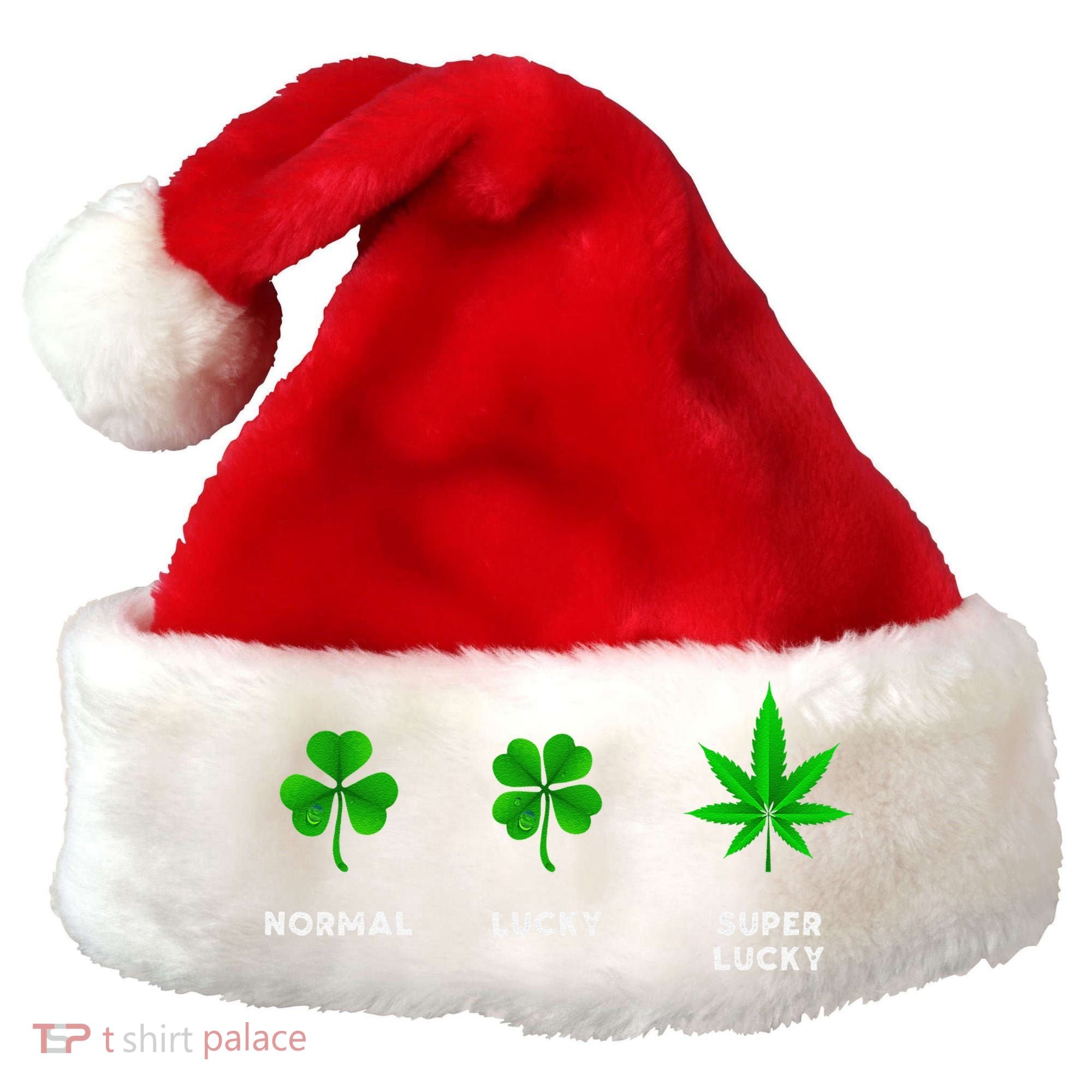 Normal Lucky Super Lucky Shamrock Weed Leaf St. Patricks Day Santa Hat