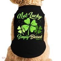 Not Lucky Simply Blessed Christian Shamrock St Patricks Day Doggie Tank thumb 0