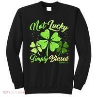 Not Lucky Simply Blessed Christian Shamrock St Patricks Day Sweatshirt thumb 0