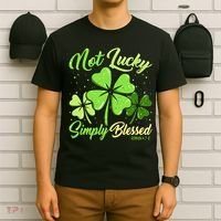 Not Lucky Simply Blessed Christian Shamrock St Patricks Day T-Shirt thumb 6