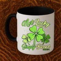Not Lucky Simply Blessed Christian Shamrock St Patricks Day Coffee Mug thumb 2
