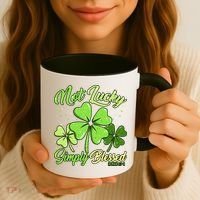 Not Lucky Simply Blessed Christian Shamrock St Patricks Day Coffee Mug thumb 3