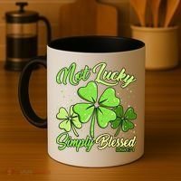 Not Lucky Simply Blessed Christian Shamrock St Patricks Day Coffee Mug thumb 4