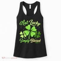 Not Lucky Simply Blessed Christian Shamrock St Patricks Day Women's Tank Top thumb 0