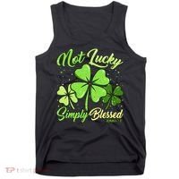 Not Lucky Simply Blessed Christian Shamrock St Patricks Day Tank Top thumb 0