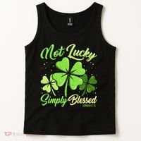 Not Lucky Simply Blessed Christian Shamrock St Patricks Day Tank Top thumb 2