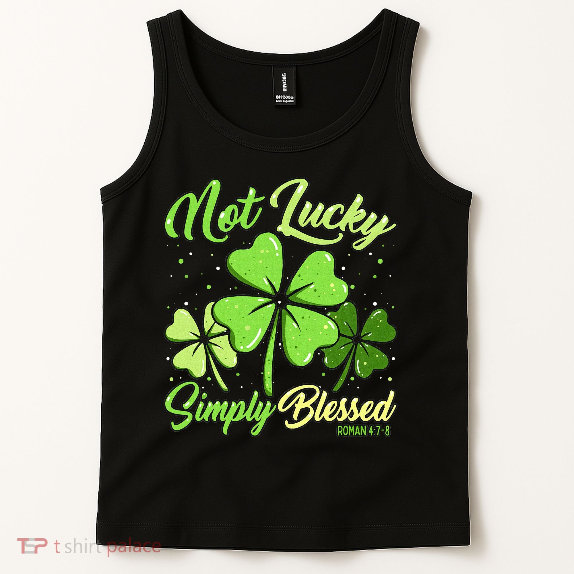 Not Lucky Simply Blessed Christian Shamrock St Patricks Day Tank Top