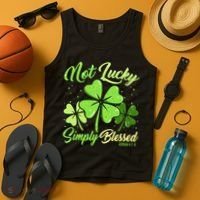 Not Lucky Simply Blessed Christian Shamrock St Patricks Day Tank Top thumb 4