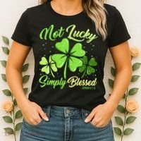 Not Lucky Simply Blessed Christian Shamrock St Patricks Day Women's T-Shirt thumb 2