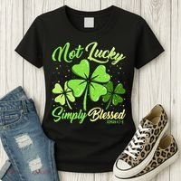 Not Lucky Simply Blessed Christian Shamrock St Patricks Day Women's T-Shirt thumb 3