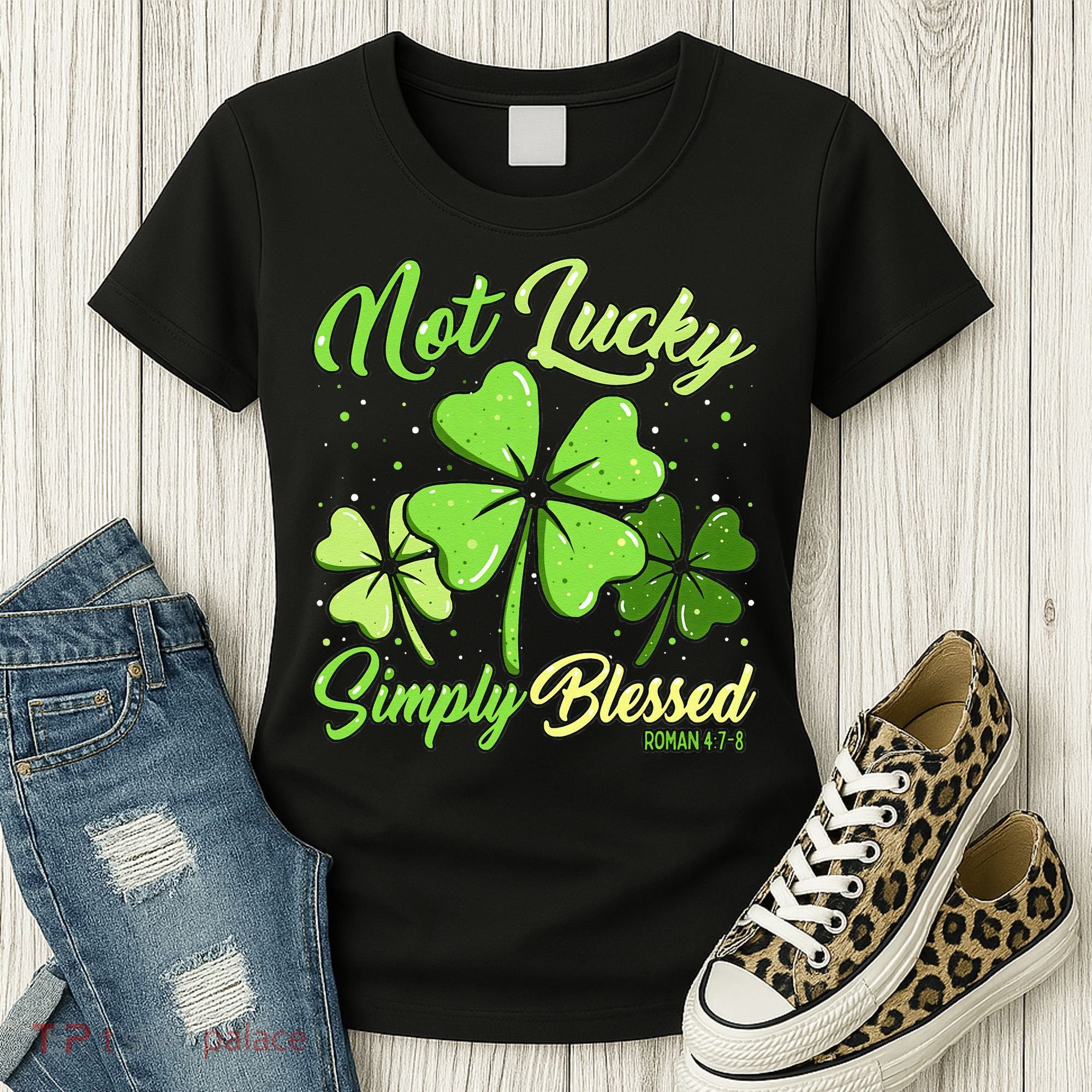 Not Lucky Simply Blessed Christian Shamrock St Patricks Day Women's T-Shirt