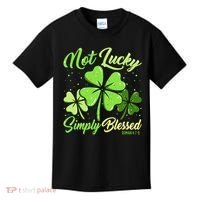 Not Lucky Simply Blessed Christian Shamrock St Patricks Day Kids T-Shirt thumb 0