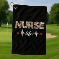 Nurse Life Stethoscope Leopard Nurses Er Icu Nicu Rn Nurses Cute Gift Golf Towel thumb 1