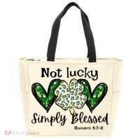 Not Lucky Simply Blessed Christian St Patricks Day Irish Tote Bag thumb 0