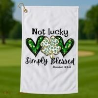 Not Lucky Simply Blessed Christian St Patricks Day Irish Golf Towel thumb 1