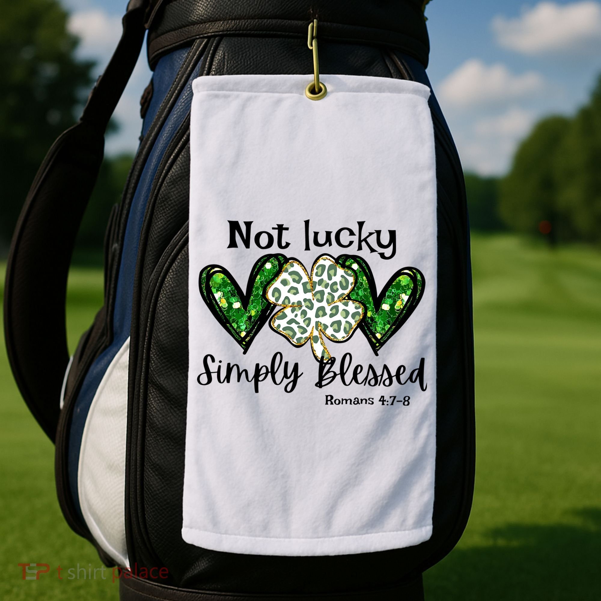 Not Lucky Simply Blessed Christian St Patricks Day Irish Golf Towel