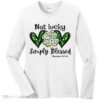 Not Lucky Simply Blessed Christian St Patricks Day Irish Women's Long Sleeve Shirt thumb 0