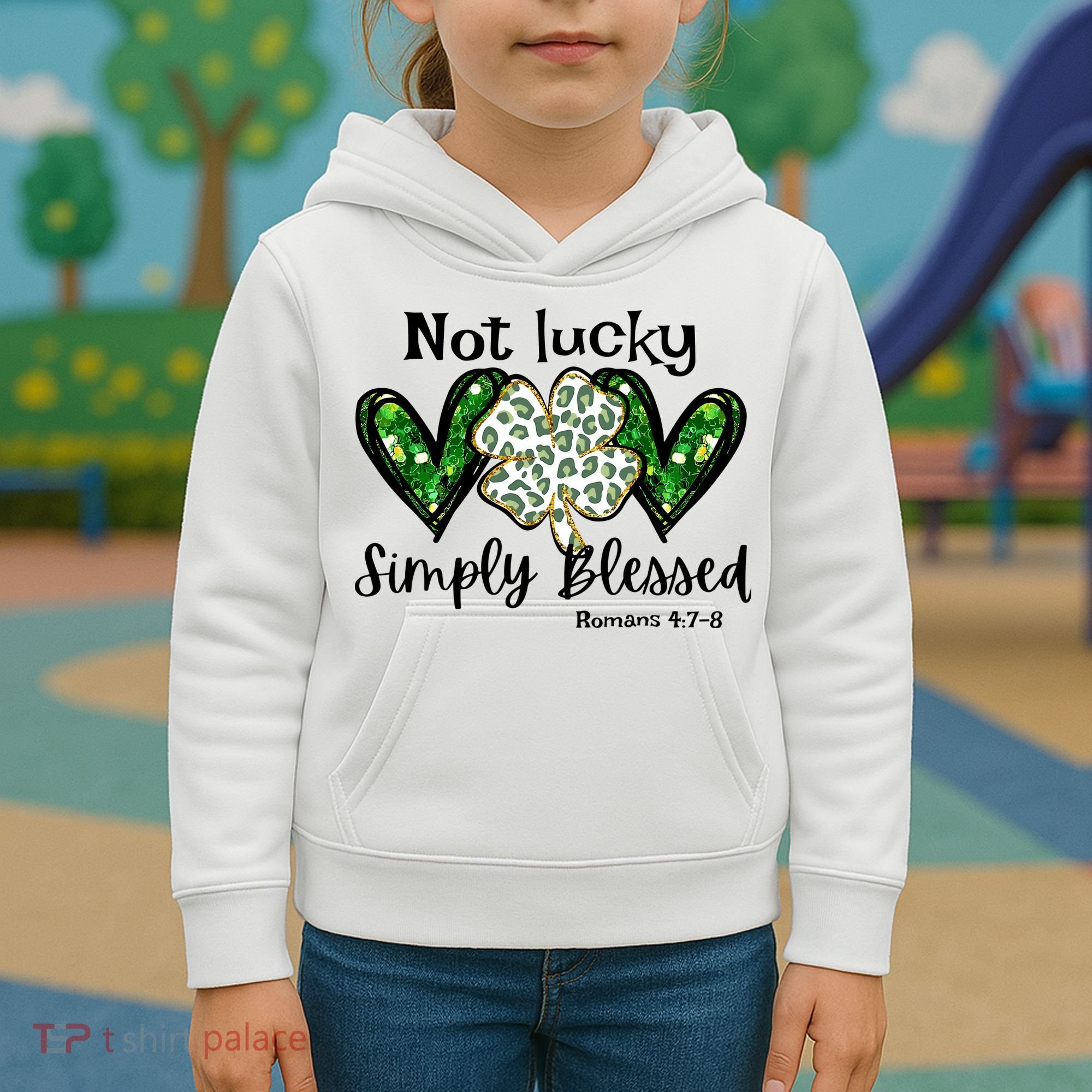 Not Lucky Simply Blessed Christian St Patricks Day Irish Kids Hoodie