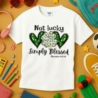 Not Lucky Simply Blessed Christian St Patricks Day Irish Kids T-Shirt thumb 3